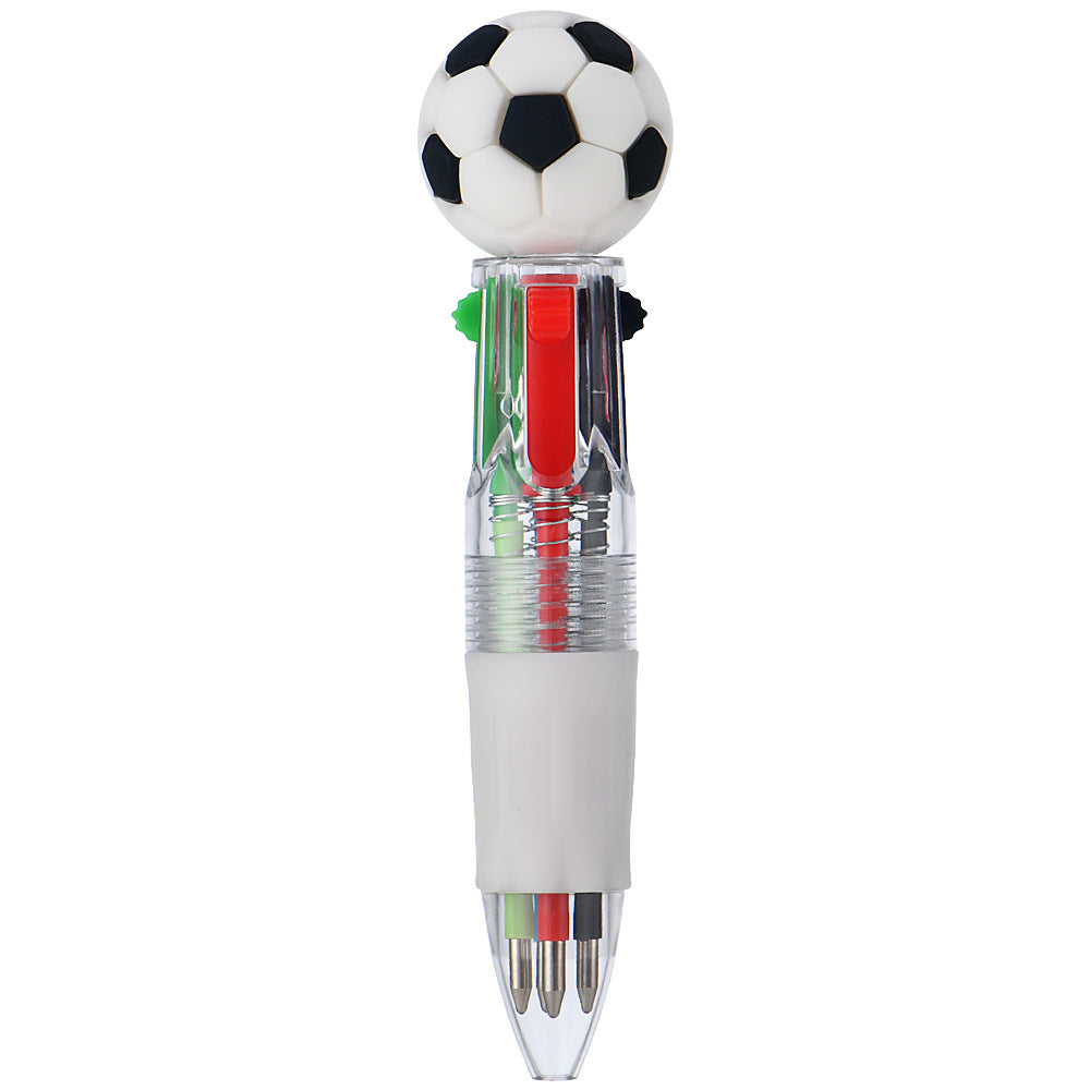 Cute Sports Ball Shaped 4-Color Ballpoint Pen | Cartoon Mini Multicolor Pen for School & Journaling
