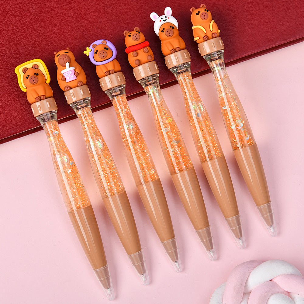 Capybara Fidget Rotating Gel Pen | Kawaii Stress Relief Pen for Students
