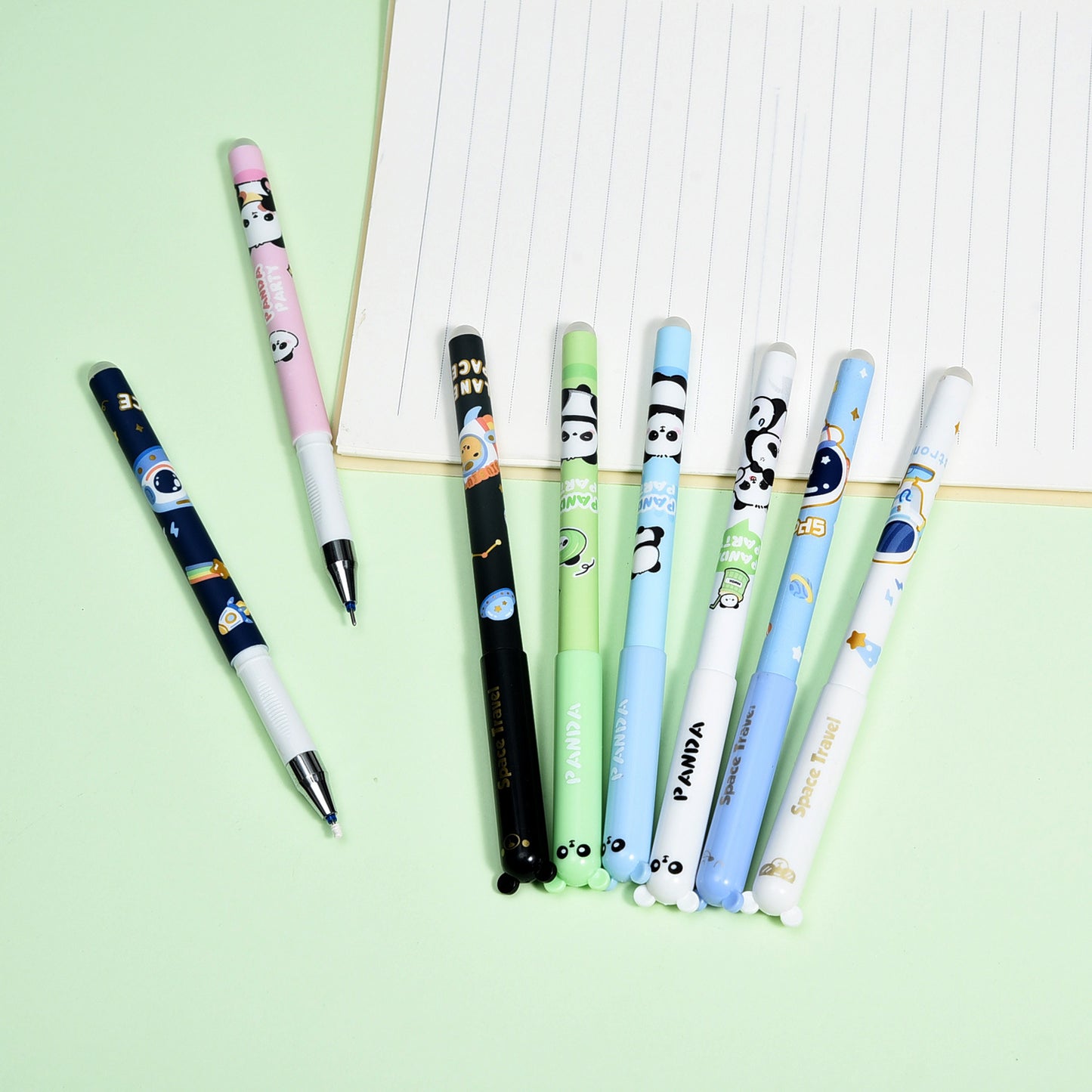 Cute Cartoon Panda Erasable Gel Pen 0.5mm Blue Heat Erasable Rollerball Pen Smooth Writing School Student Pen