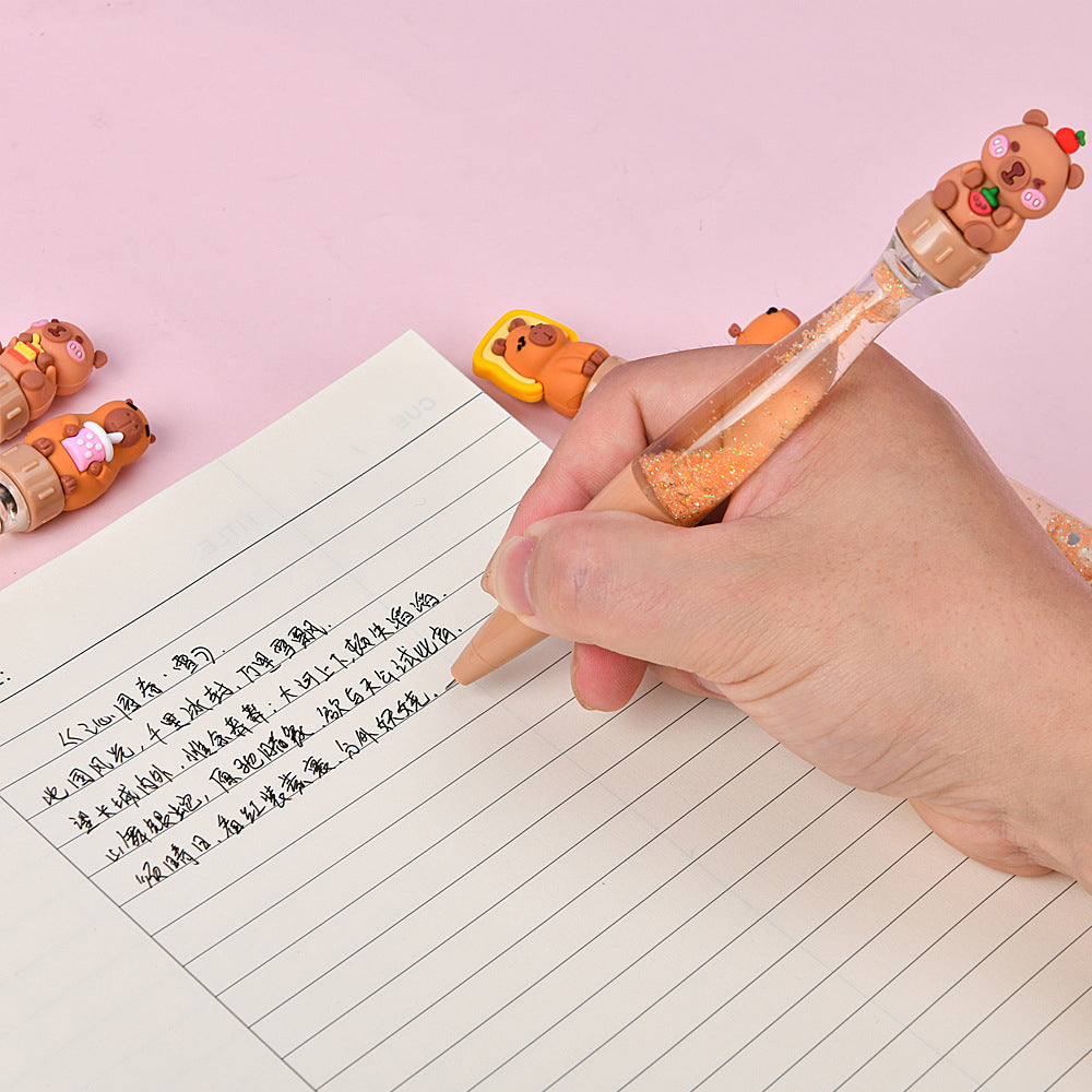 Capybara Fidget Rotating Gel Pen | Kawaii Stress Relief Pen for Students