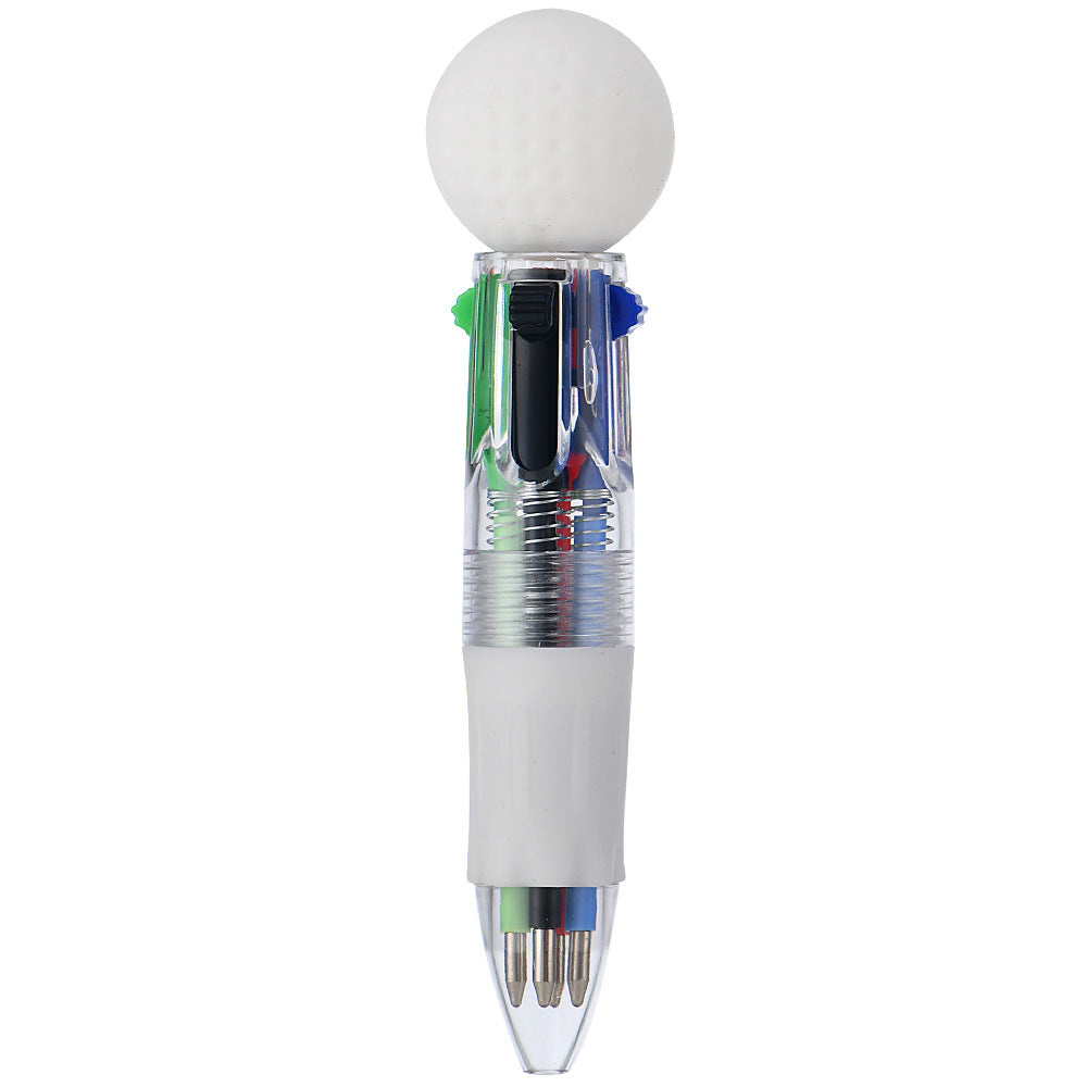 Cute Sports Ball Shaped 4-Color Ballpoint Pen | Cartoon Mini Multicolor Pen for School & Journaling