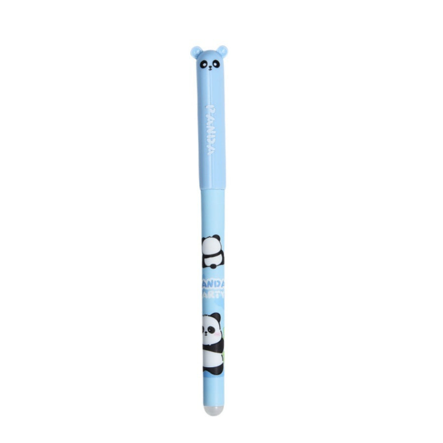 Cute Cartoon Panda Erasable Gel Pen 0.5mm Blue Heat Erasable Rollerball Pen Smooth Writing School Student Pen